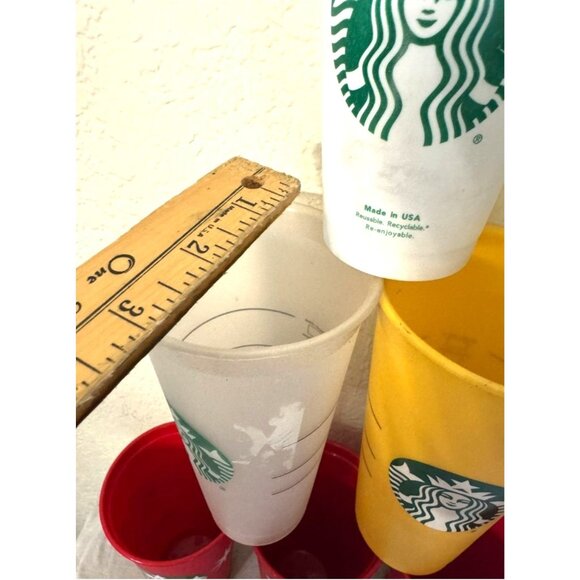 Starbucks Holiday & Everyday Reusable Plastic 2 Lids Cups Set Of 9 - Picture 13 of 13